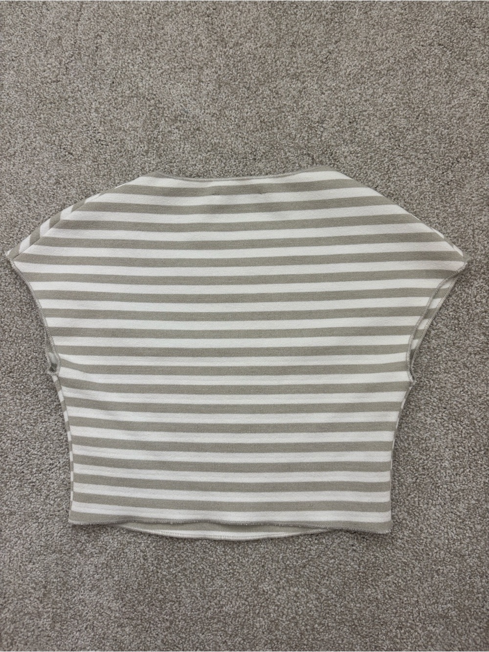 Zara Tan and White Striped Knit Cropped Top Size Small - Picture 3 of 4